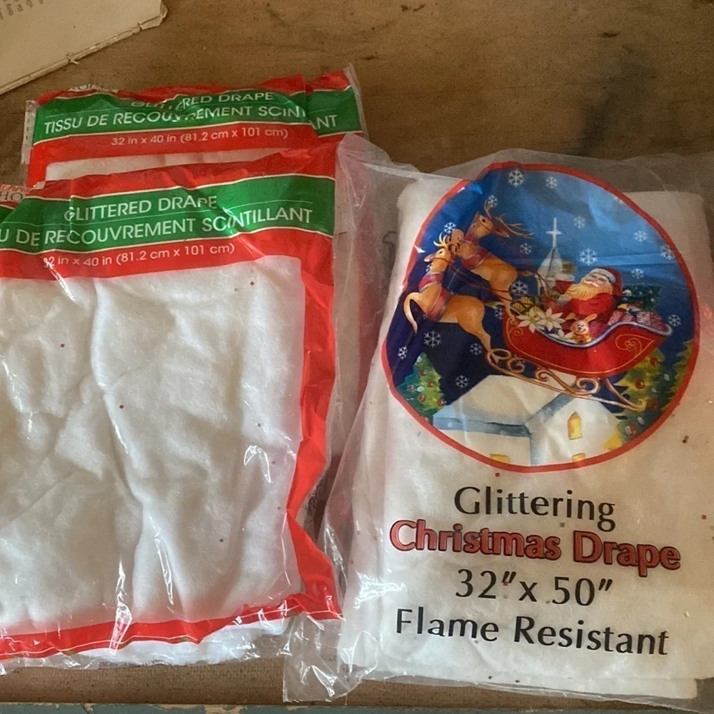 Vintage Christmas Ornament Tinsel Tags Ribbon Bundle